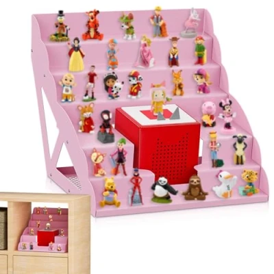 Image of ZHSHX for Tonies Shelf, Magnetic Storage Toniebox and 30 50 Tonie Figures Children to Play Collect, Pink