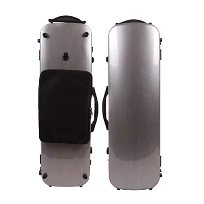 Image of Yinfente 4/4 Violin Case Carbon fiber cases for Fiberglass Oblong Shape Strong Light Full size with music Sheet Bag Silver Color