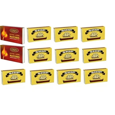 Image of GSD Extra Long Macthes 2pk Ship Safety Small Matches Box for Cooking, Candels, BBQ and Camping 10Pk