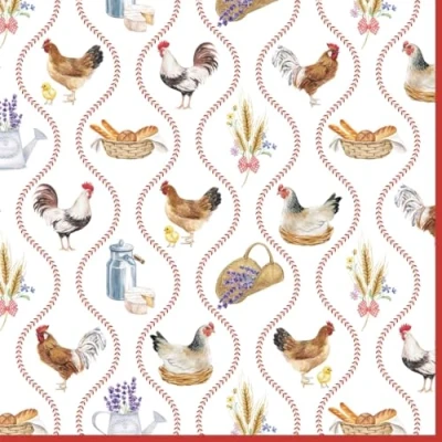 Image of 20 Napkins Animal Motifs Farm Symbols Table Decoration Paper with Motif Also for Decoupage and 33 x cm