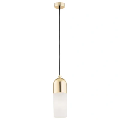 Image of Burgos Slim Pendant Ceiling Light Opal Matt, Brass Steel