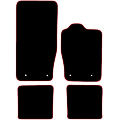 Image of Carsio Carpet Car Mats For Jaguar XK 2006 2014 Tailored Fit Floor Mat Set Complete Accessory Black Custom Fitted All Weather, Anti Slip Backing &amp; Red Trim