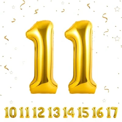 Image of Number Balloons 11,Gold 11 Balloon 40 Inch Giant Helium Foil for Boys Girls 11th Birthday Party Decor Anniversary Decorations Supplies