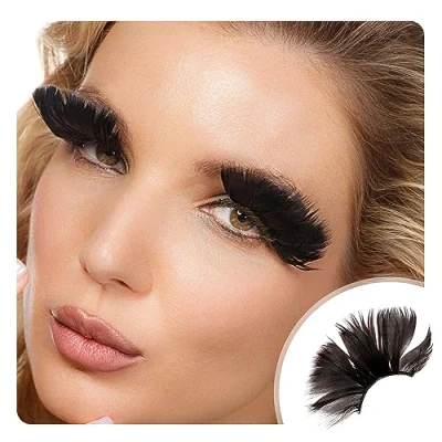 Image of Dorisue Black feather eyelashes Big Fan Halloween lashes