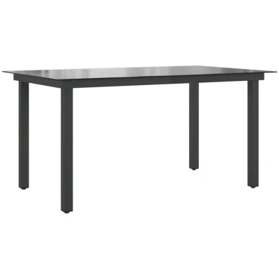 Image of vidaXL Garden Table Black Outdoor Dining Aluminium and Glass Rectangular Patio Easy Assembly Weather resistant 150x90x74 cm