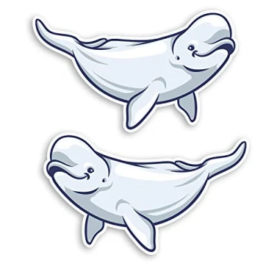 Image of 2 x 10cm Cute Beluga Whale Vinyl Stickers Ocean Sea Fun Laptop Sticker #20877 (10cm Wide)