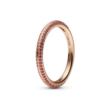 Image of PANDORA ME 14K Rose Gold Plated With Red Pavé Ring, Size 56, No Box