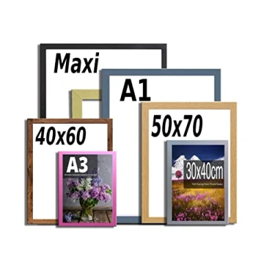 Image of Z&amp;Q Wall Mounted Poster Picture Frame Black 30 x cm Display Painting Photo Print With HD Clear Perspex Both Ways Hanging Hooks MDF Wood 30x15mm Moulding