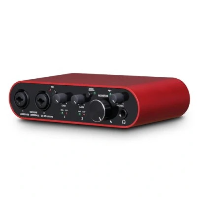 Image of BOMGE 22S USB Audio Interface Solo Red with XLR/48V Phantom Power, 32 Bit/192 kHz High Fidelity, for Studio Mixer Guitarist, Vocalist, Podcaster, Producer, Plug and Play