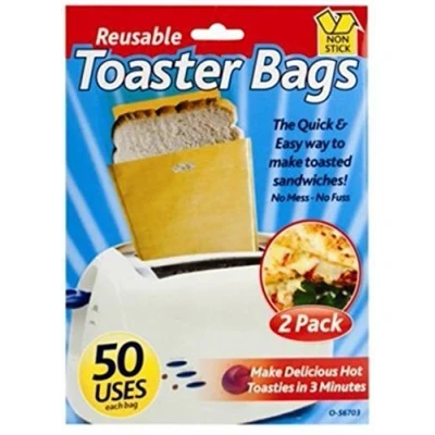 Image of Toaster bags reusable Toastie pouches non stick toasted sandwich food by ITP