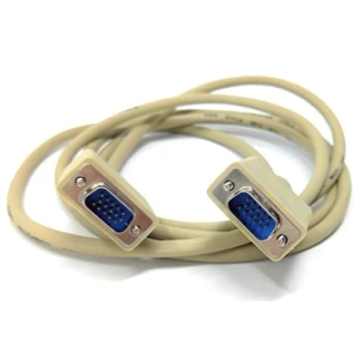 Image of 2m VGA to Cable 15 pin SVGA Male for Monitor Computer PC Laptops TV Projectors Extension Lead HD15 All Data Pins Connected 6.5ft Beige