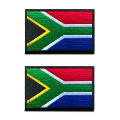 Image of 2 Pcs South Africa Flag Patch Hook and Loop Embroidered National Applique Emblem for Team Work Clothes Football Jersey Backpack Caps Travel Biker Tactical Military