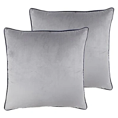 Image of Paoletti Meridian Twin Pack Polyester Filled Cushions, Silver/Navy, 55 x 55cm