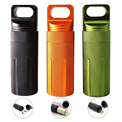Image of auvstar High Capacity Waterproof Pill Case Aluminum,Portable Outdoor Container,Match Seal Storage EDC Survival Container Capsule