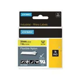 Image of Dymo 1734525 24mm Black on Yellow Flexible Tape S0773850