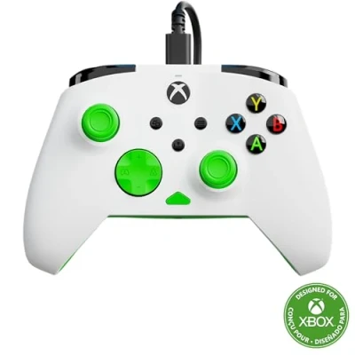 Image of Turtle Beach Rematch Core White/Green Wired Gaming Controller Licensed for Xbox Series X and S, One Windows PCs Audio Controls, Rumble Motors Impulse Triggers, 8ft Cable
