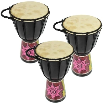 Image of A Star Mini Trio Djembe Pack 5 Inch Traditional Hand Painted African Drums