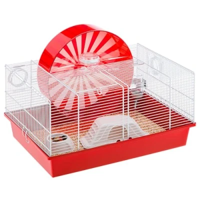 Image of Ferplast CONEY ISLAND Large Hamster Cage Innovative Customizable Habitat with Extra Exercise Wheel Includes Accessories Tubes Connect&amp;Play, 50x35xh25cm