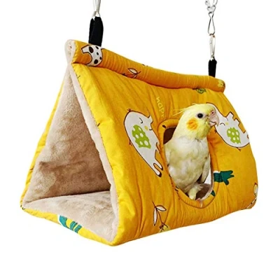 Image of Winter Warm Bird Nest House Bed, Hut Hideaway for Cage, Plush Fluffy Shed Hanging Hammock Finch Cage Sleeping Bed Snuggle Tent Budgies, Lovebird, Parrot, Parakeets, Cockatiels