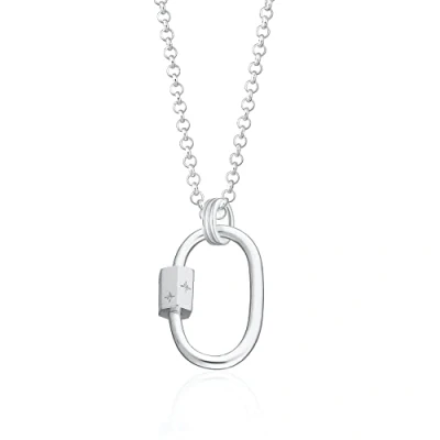 Image of Lily Charmed 925 Sterling Silver Oval Carabiner Charm Collector Necklace