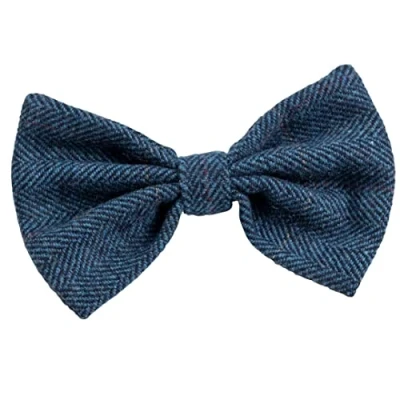 Image of House of Paws Tweed Bow Tie Navy One Size Fits all Dogs