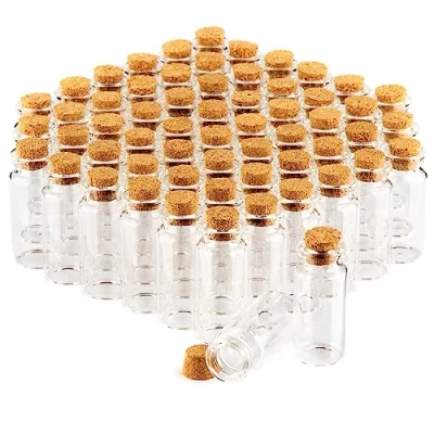 Image of COM FOUR® 60x Spice Jars 10ml with Cork, Set of Mini Glass Bottles, Gift Set, Storage Oils, Spices, Herbs or Tea (060 Pieces)