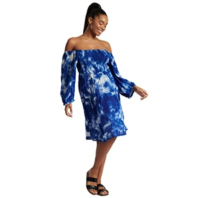 Image of Undercover Ladies Bardot Tie Dye Dress 872014 Blue M