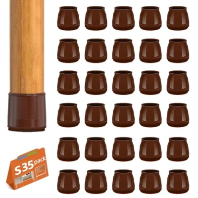 Image of 35Pcs Chair Floor Leg Protectors, BAIPOK Silicon Caps for Hardwood Floors, Furniture Feet Protectors Pads, Rectangle Chairs Covers With Stronger Felt Pads