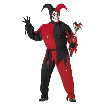Image of California Costumes Evil Jester Costume,Black/Red,Plus Size (48 52)