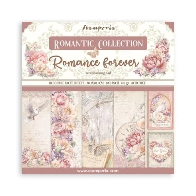 Image of Stamperia International KFT Mini Scrapbooking Pad 10 20.3 x cm (8x8) Romance Forever, Multicoloured, 8 inch