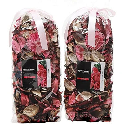 Image of Qingbei Rina Pink Pot pourri,Rose Scented pourri Dried Flower, Decorative Bowl Vase Filler, Home Fragrance Sachets,Christmas Holiday Table Decor,2 Bags/240g