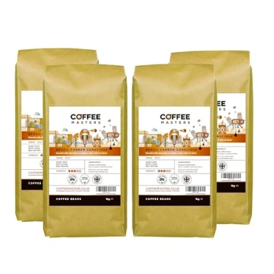 Image of Coffee Masters Brazil Carbon Neutral Beans 4x1kg Single Origin 100% Arabica for a Heavy Bodied Creamy Espresso Medium Roasted Brazilian Ideal Machines