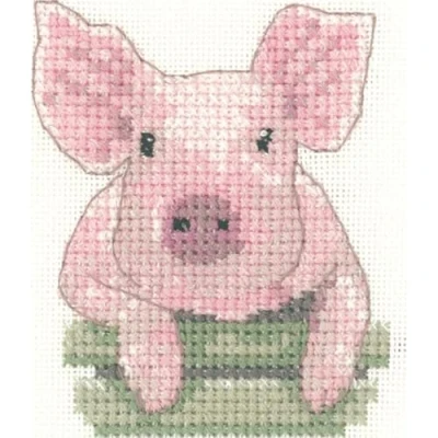 Image of Heritage Aida Pig (A) Counted Cross Stitch Kit LFPG1159 A 6x7.5cm