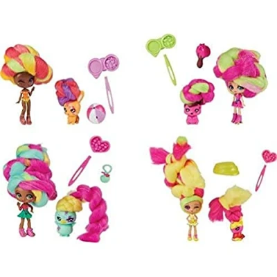 Image of Candylocks 2 Pack, Lemon Lou Twist 7.5 cm Scented Collectible Doll and Pet with Accessories