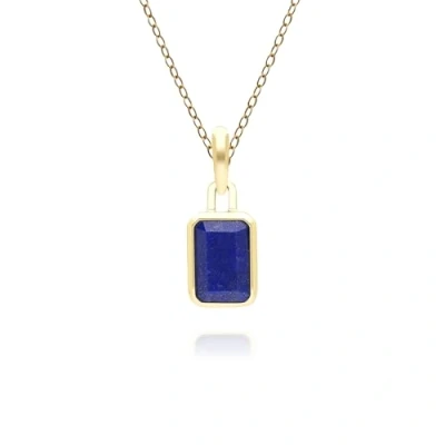 Image of Classic Baguette Lapis Lazuli Pendant Necklace in 9ct Yellow Gold