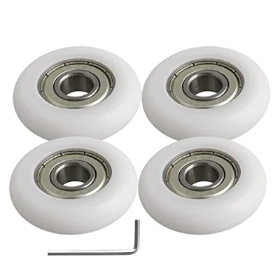 Image of BQLZR 10x40x10mm White Plastic Bearing Steel Ball Guide Pulley Roller Round Wheel Load 83KG for Door Window Pack of 4