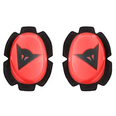 Image of Dainese Pista Knee Slider, Polyurethane Motorbike Pads, Smooth Contact with Track and Asphalt, Motorcycle Slider Velcro Closure, Red Fluo/Black