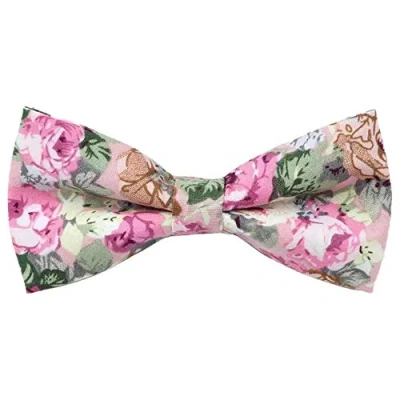 Image of Men&#039;s Luxury Cotton Pre tied and Fully Adjustable Bow Tie (Pink Botanical Floral) suitable for formalwear, office, weddings, parties, grooms &amp; groomsmen outfits