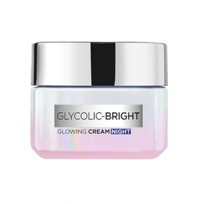 Image of L&#039;Oreal Paris Glycolic Bright Glowing Night Cream, 15ml Overnight Brightening Cream with Acid that Visbily Minimizes Spots &amp; Reveals skin