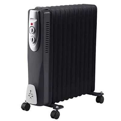 Image of 2500W 11 Fin Oil Filled Radiator, 3 Heat Settings and Thermostat Timer, Overheat Safety Cut off, 2.5kw Portable Heater with Quiet Operation, Black (1)