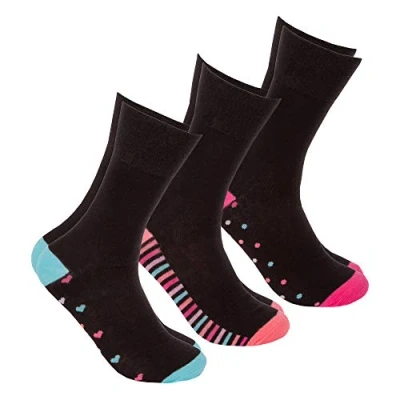 Image of Metzuyan Ladies Diabetic Socks Non Elastic Loose Top Cotton Rich Black 4 8