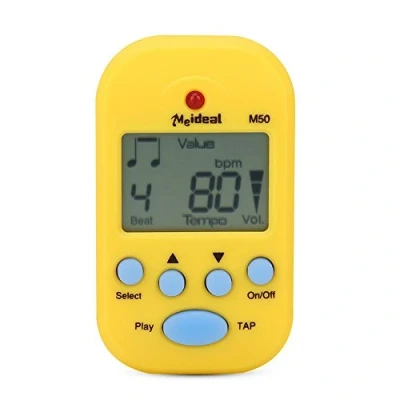 Image of RiToEasysports Mini Digital Metronome,Beat Tap M50 Portable Clip On Tempo Metronome Musical Instrumentsdouble with channel headphone output.(yellow) Regulator Instrument Accessories