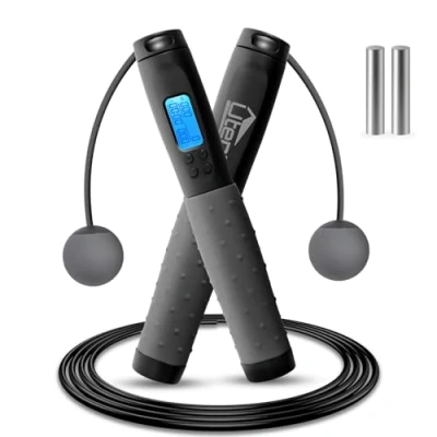 Image of Uten Cordless Skipping Rope, Digital Ropeless Rope with Counter, Adjustable Length Jumping for Adults Kids, Weighted Handles, Exercise, Fitness, Crossfit, Boxing, Gym