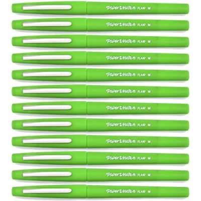 Image of Paper Mate Flair Felt Tip Pens, Medium Point, Pack of 12 (Light Green)