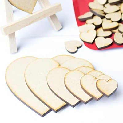 Image of Wooden Hearts Pack of 25 / MDF Craft Shapes Blanks 20mm 30mm 40mm 50mm 60mm (50mm)