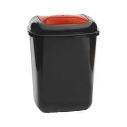 Image of Push Spring Lid Bin c/w Sticker; 45L; Dark Grey Body; Red Lid; Plastic