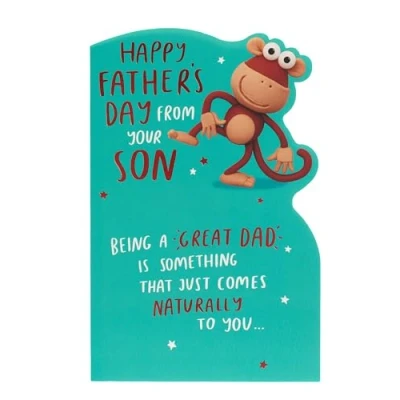 Image of UK Greetings Father&#039;s Day Card from Your Son Funny Monkey Design