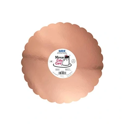 Image of PME Mirror Cake Card Scallop Metallic Rose Gold Pack of 3, 30cm/12 Inch