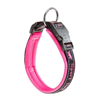 Image of Ferplast Dog Collar SPORT DOG, Large Dogs, Soft Padding, Reflective Nylon Collar, Pet Name Tag, Size: 2,5 cm (35 45 cm), Pink