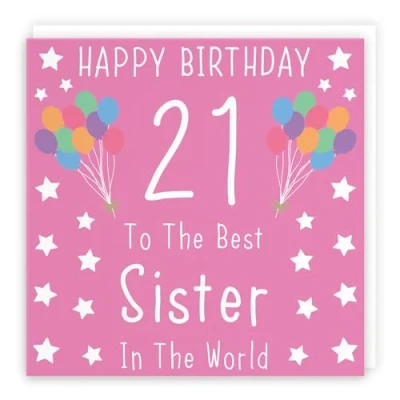 Image of Hunts England Large Sister 21st Birthday Card Happy 21 To The Best In World Iconic Collection 210 x mm Age